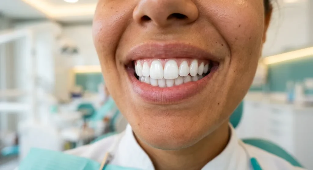 LED teeth whitening treatment session at clinic